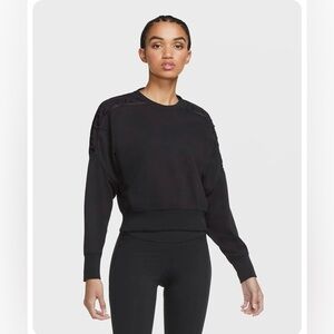 Nike Black Cropped Laced Training Oversized Fit Sweater Medium